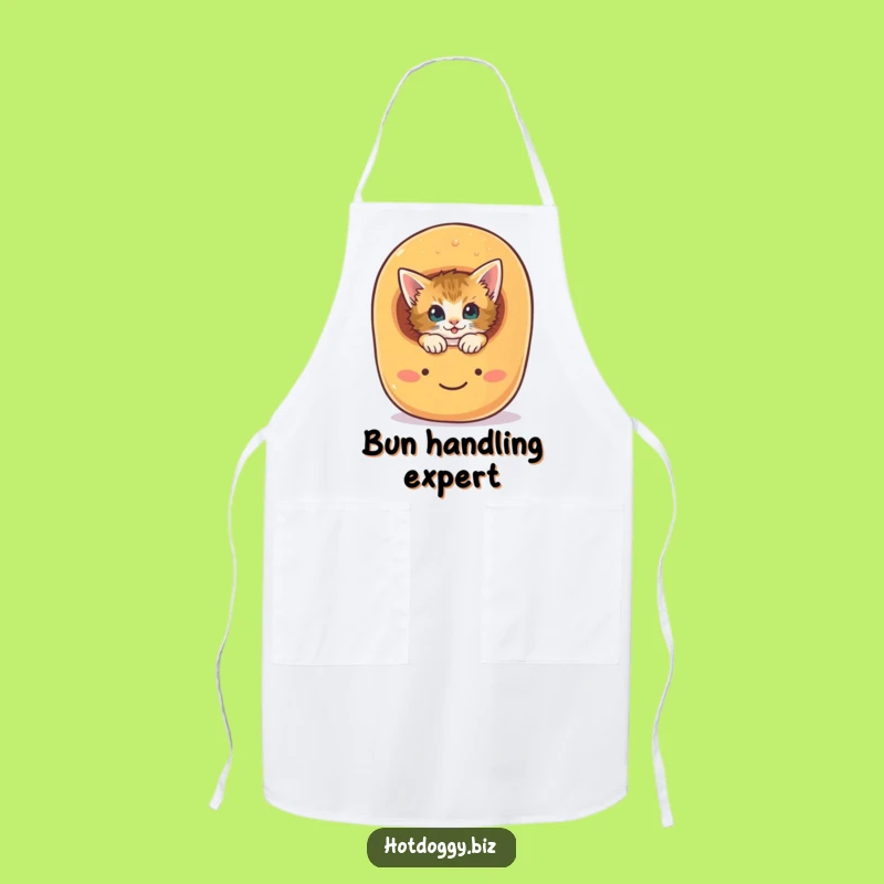 Funny Kitten Hot Dog Bun Apron: Curious Kitchen Fun Gift