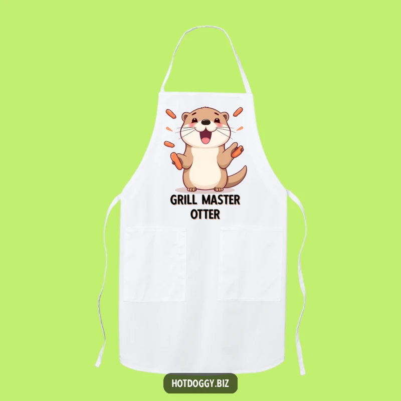 Funny Otter Juggling Hot Dogs Apron - Playful Paws Kitchen Fun, Chef Gift