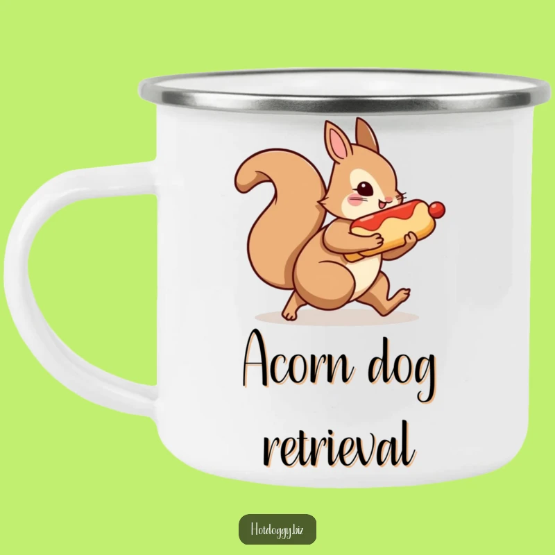 Funny Squirrel Hot Dog Camping Mug: Your Trail Snack Stash!