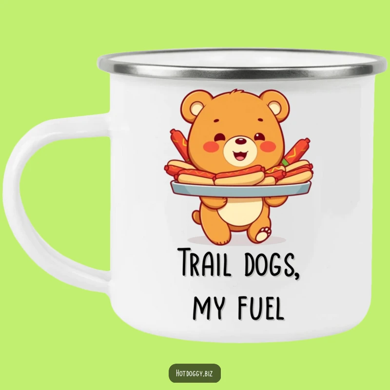 Funny Bear Cub Hot Dog Camping Mug - Adventure Fuel for Campfire Laughs!