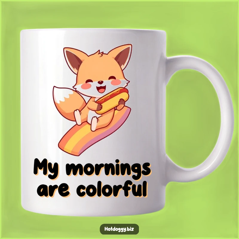Funny Fox Rainbow Hot Dog Mug: The Perfect Whimsical Gift for Joyful Mornings