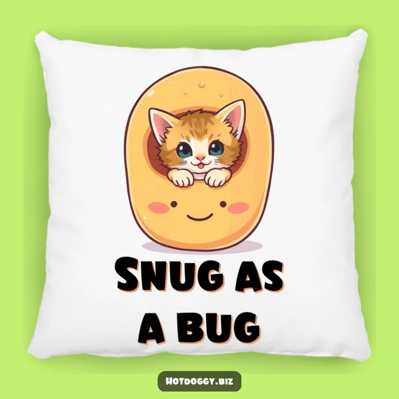 Cozy Funny Kitten Hot Dog Bun Pillow: Curious Comfort Gift Accent