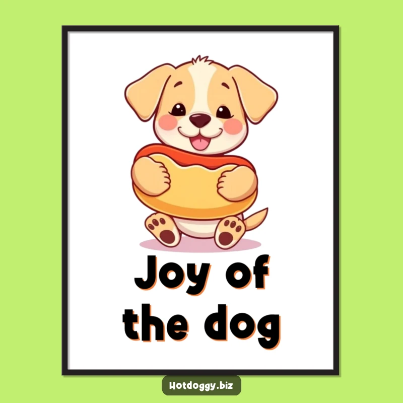 Funny Puppy Hot Dog Digital Print: Instant Prized Toy Art Gift