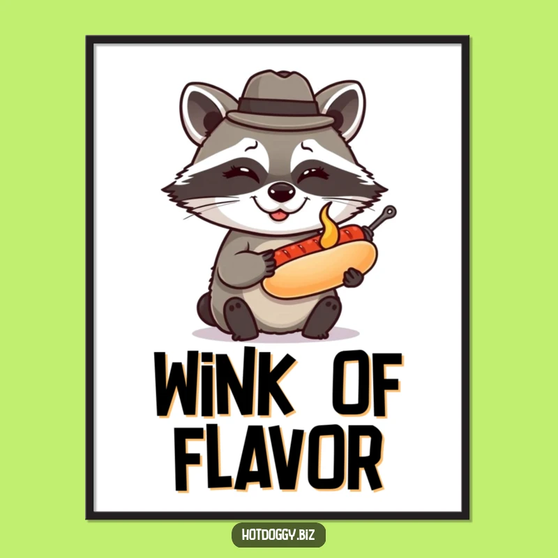 Funny Raccoon Fedora Hot Dog Digital Print: Instant Wit for Your Walls