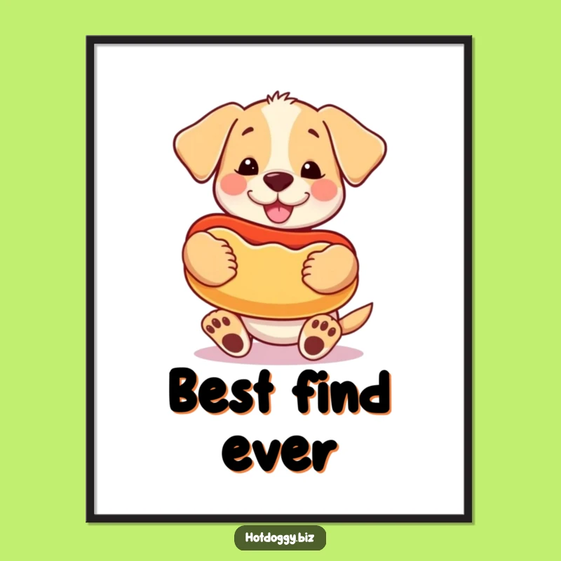 Funny Puppy Hot Dog Poster: Prized Toy Wall Art Gift Decor