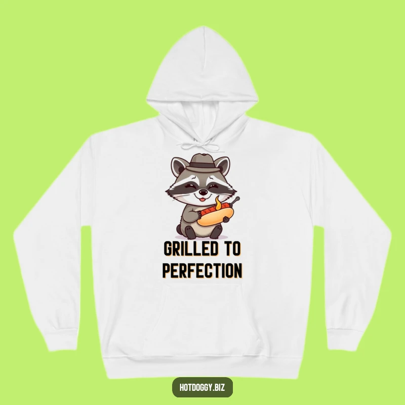 Cozy Funny Raccoon Fedora Hot Dog Hoodie: Snuggle Up with Sly Charm