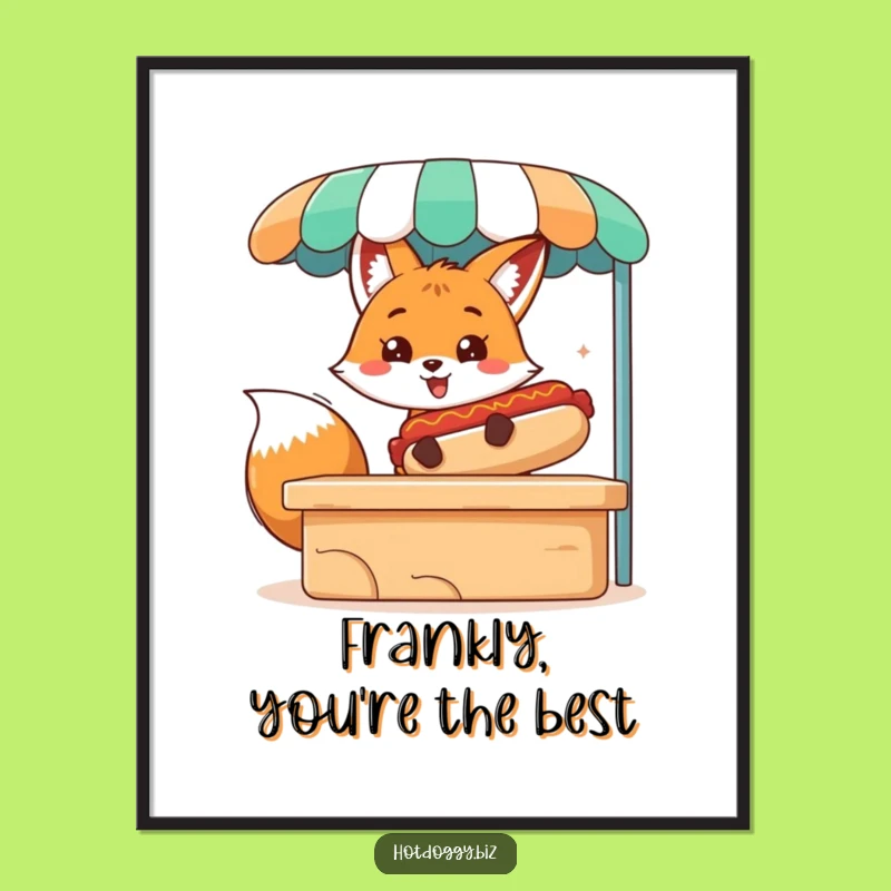 Funny Free Printable Wall Art: Fox Serving Hot Dog - Quirky Downloadable Decor