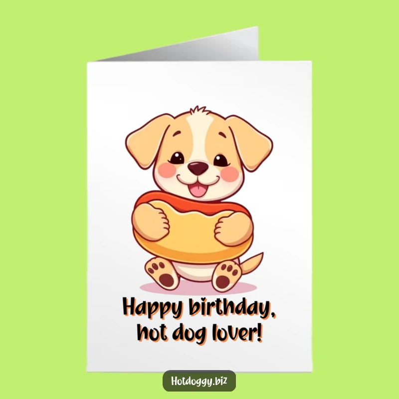 Free Printable Birthday Card: Puppy Hot Dog! Adorable & Funny Downloadable Gift.