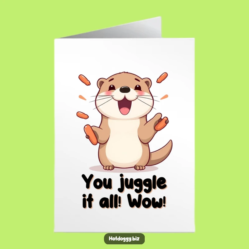 Free Printable Congrats Card: Otter's Hot Dog Triumph Downloadable Funny Gift