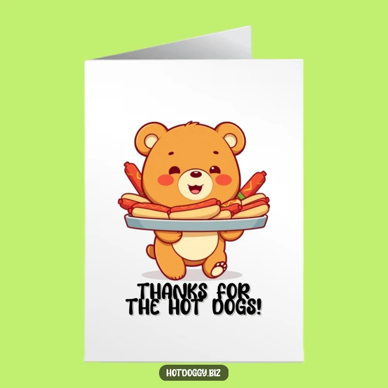 Free Printable Funny Thank You Card: Bear Cub Hot Dog Reward Downloadable