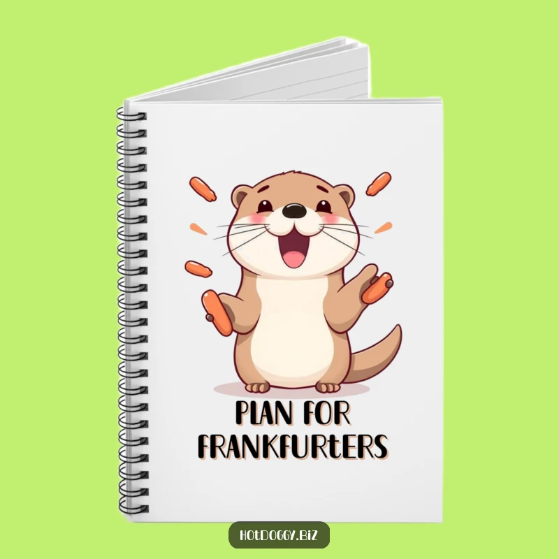 Funny Otter Juggling Hot Dogs Notebook - Playful Paws Journal, Creative Gift