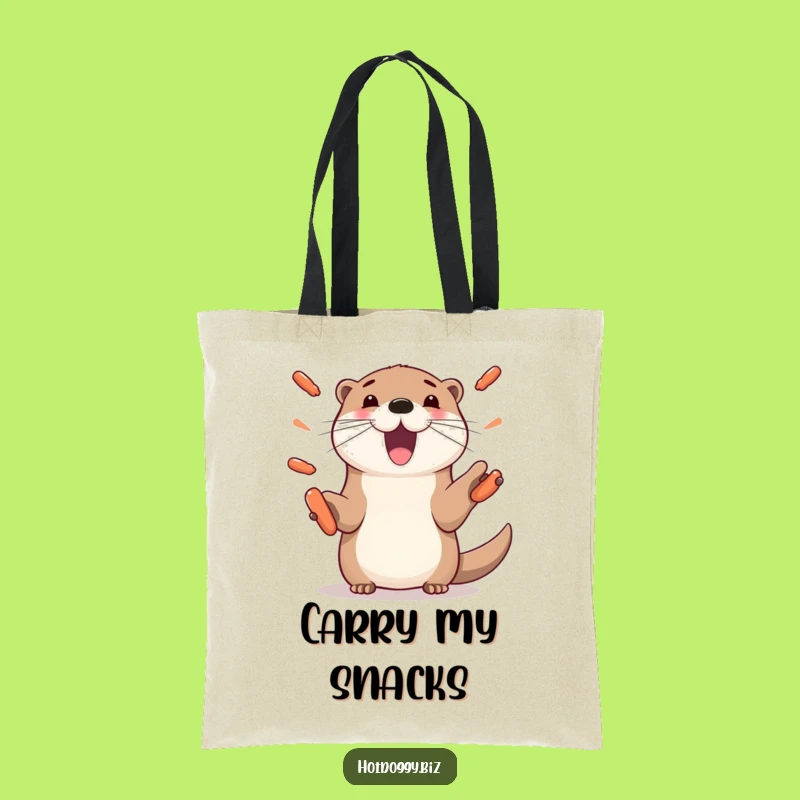 Funny Otter Juggling Hot Dogs Tote Bag - Playful Paws Carryall, Eco Gift
