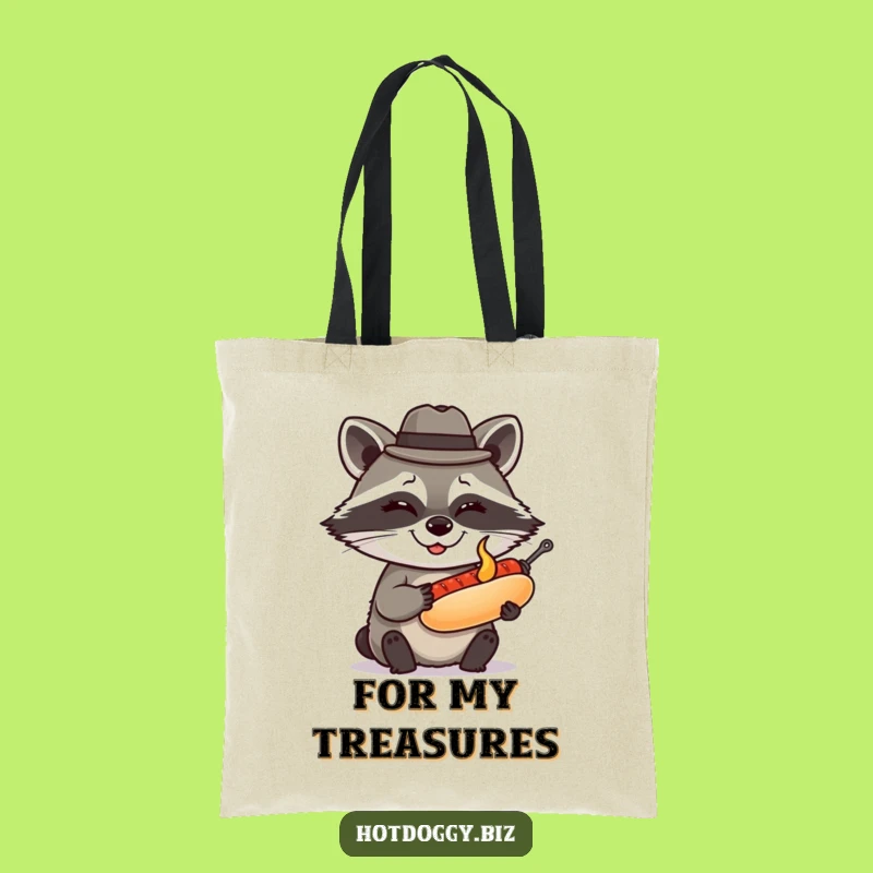 Funny Raccoon Fedora Hot Dog Tote Bag: Carry Your Wares with Wits